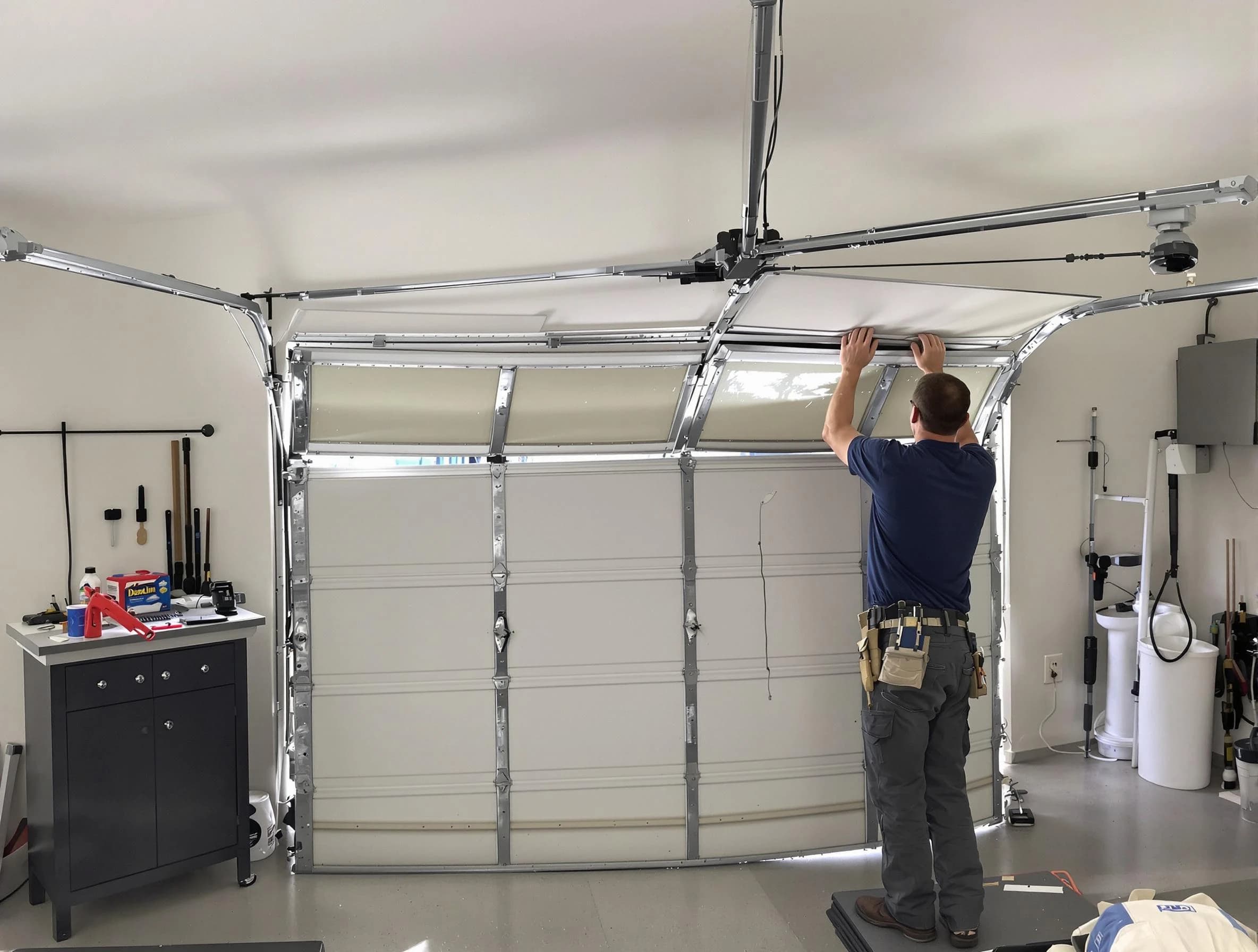 Hapeville Garage Door Repair specialist performing precise section replacement on Hapeville garage door