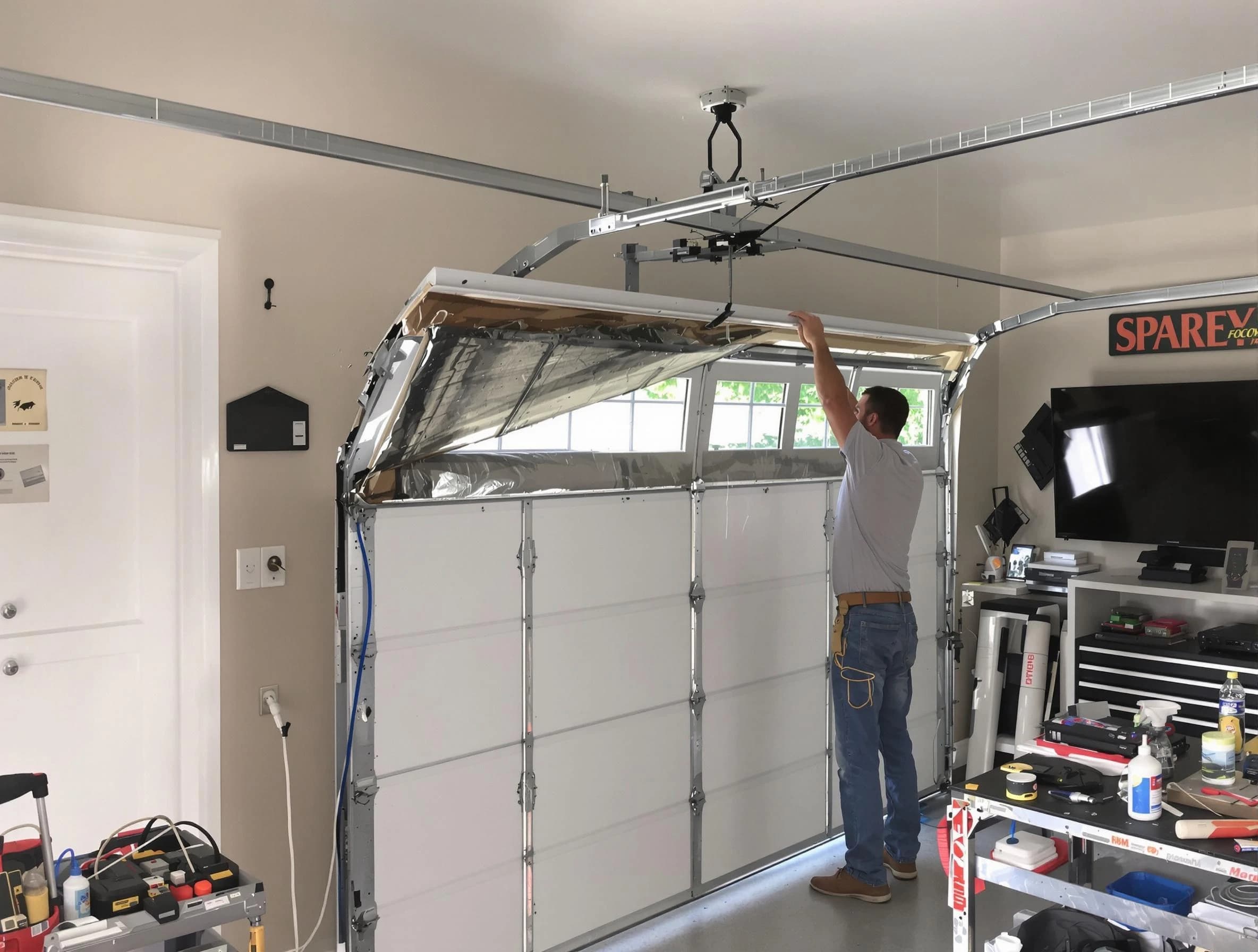 Garage door section replacement by Hapeville Garage Door Repair in Hapeville