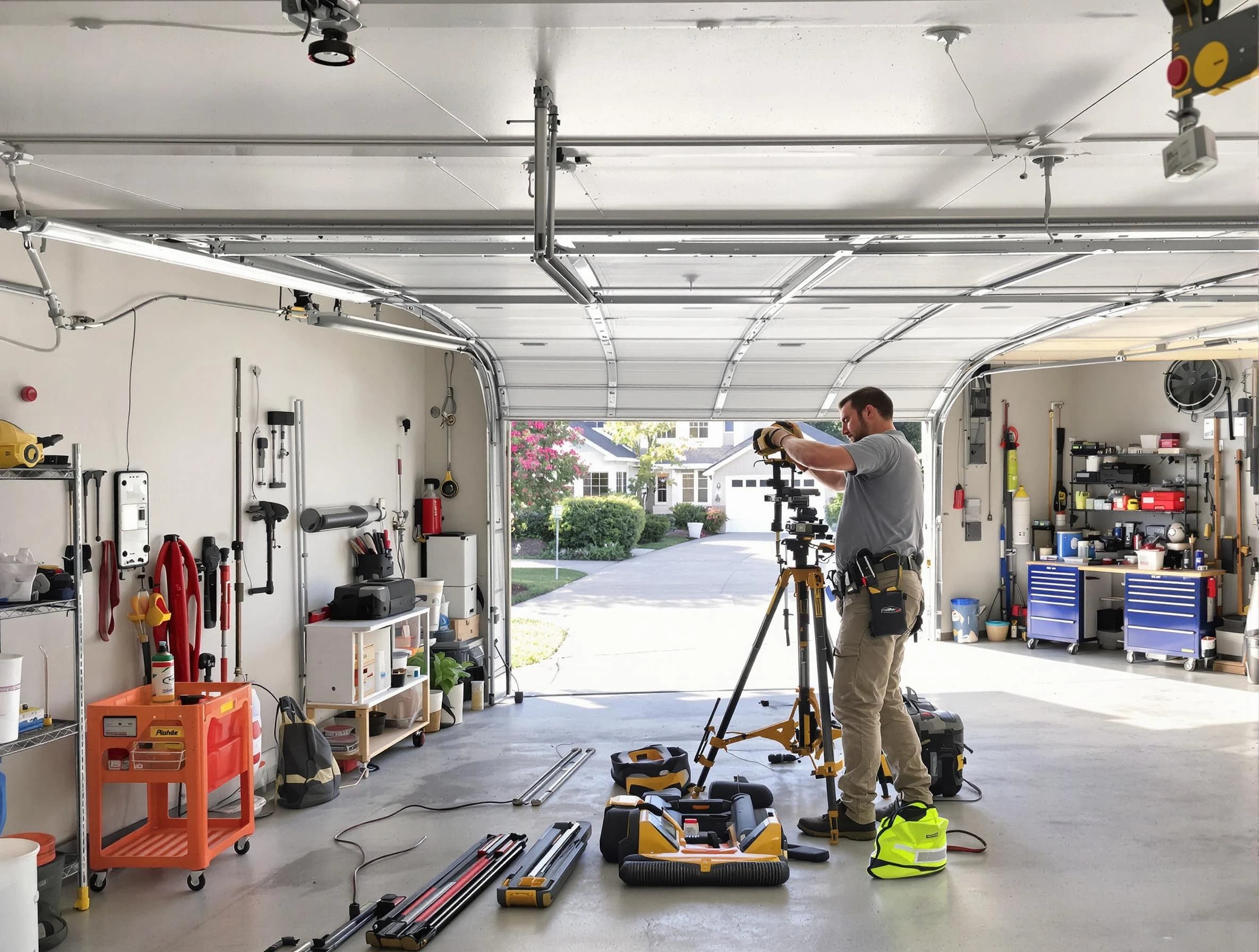 Hapeville Garage Door Repair specialist performing laser-guided track alignment in Hapeville