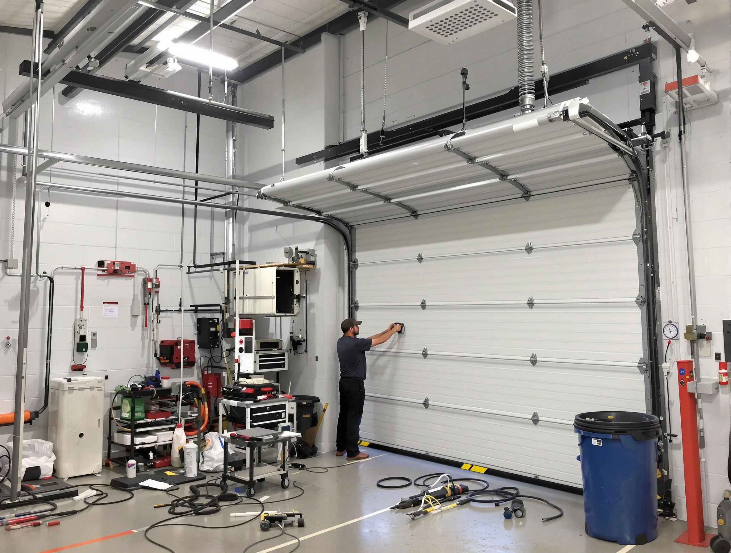 Hapeville Garage Door Repair certified technician performing commercial door repair at a Hapeville business facility