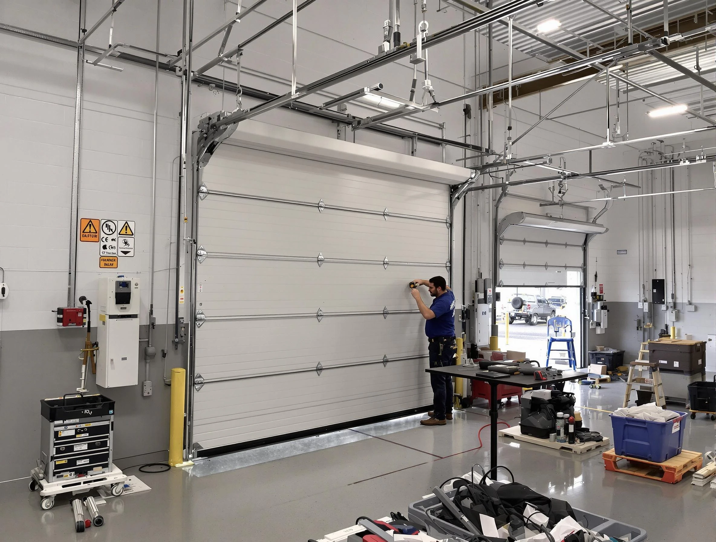 Commercial garage door repair being performed by Hapeville Garage Door Repair expert in Hapeville