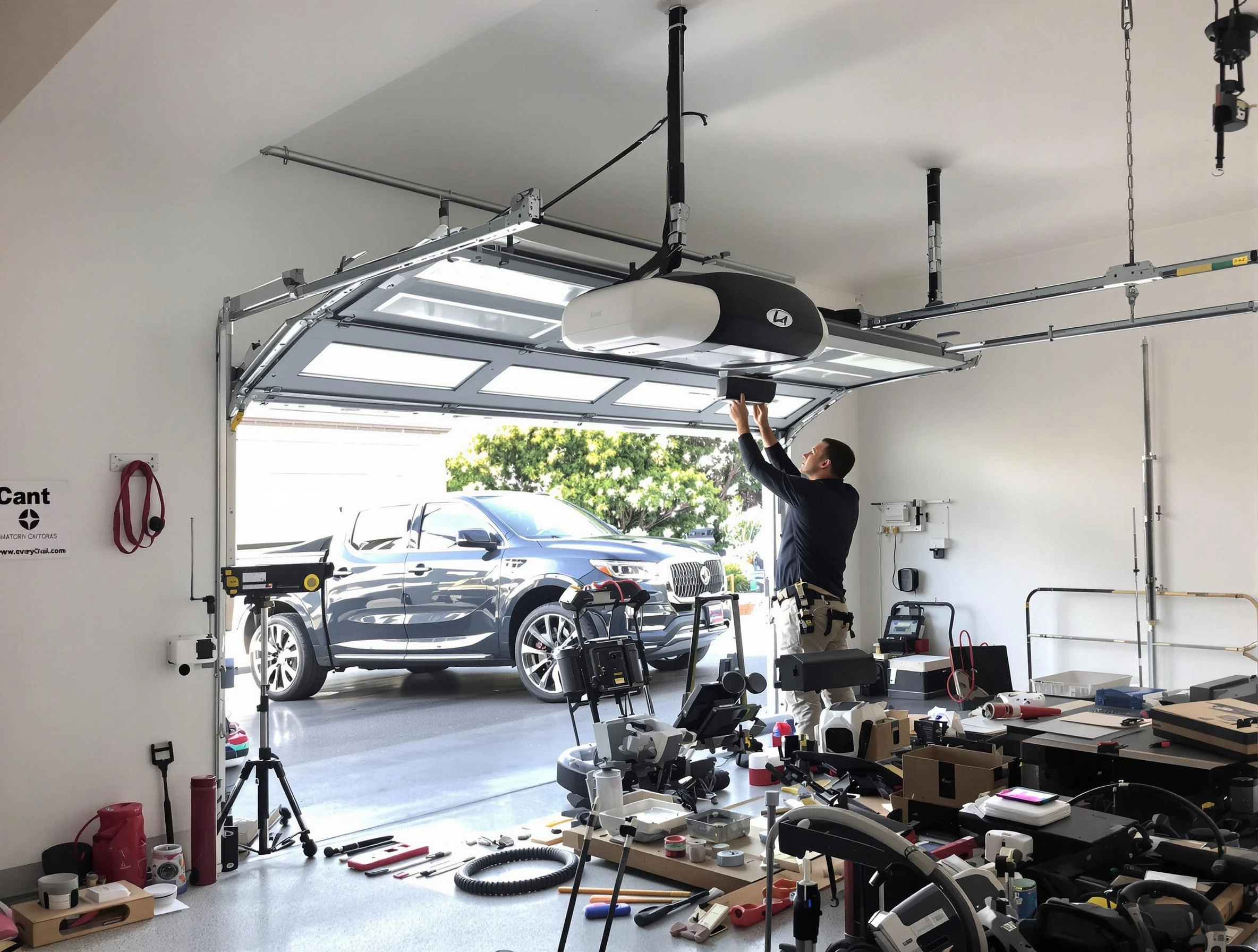 Hapeville Garage Door Repair specialist installing smart garage door opener system in Hapeville home