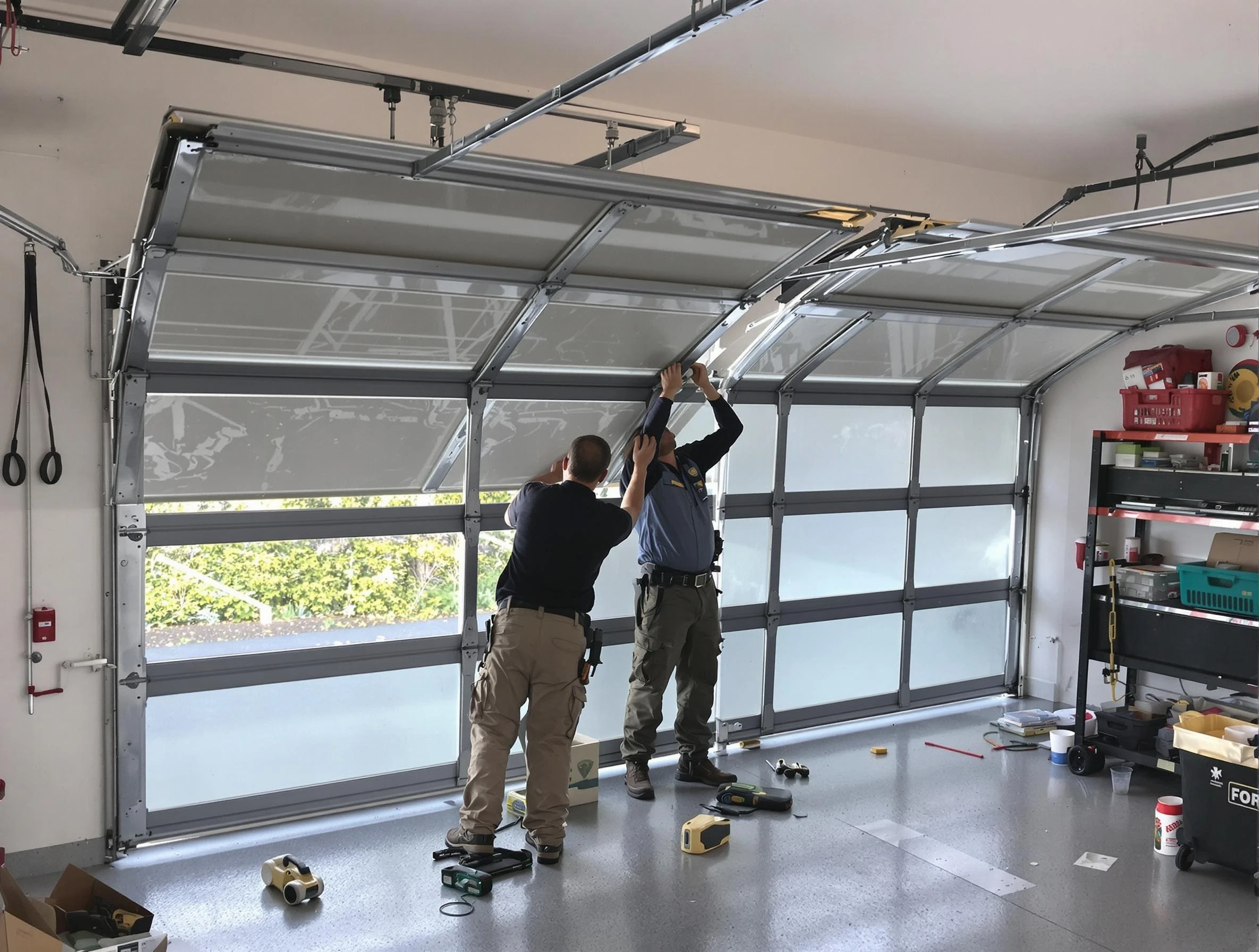Hapeville Garage Door Repair expert performing precise panel replacement on Hapeville garage door