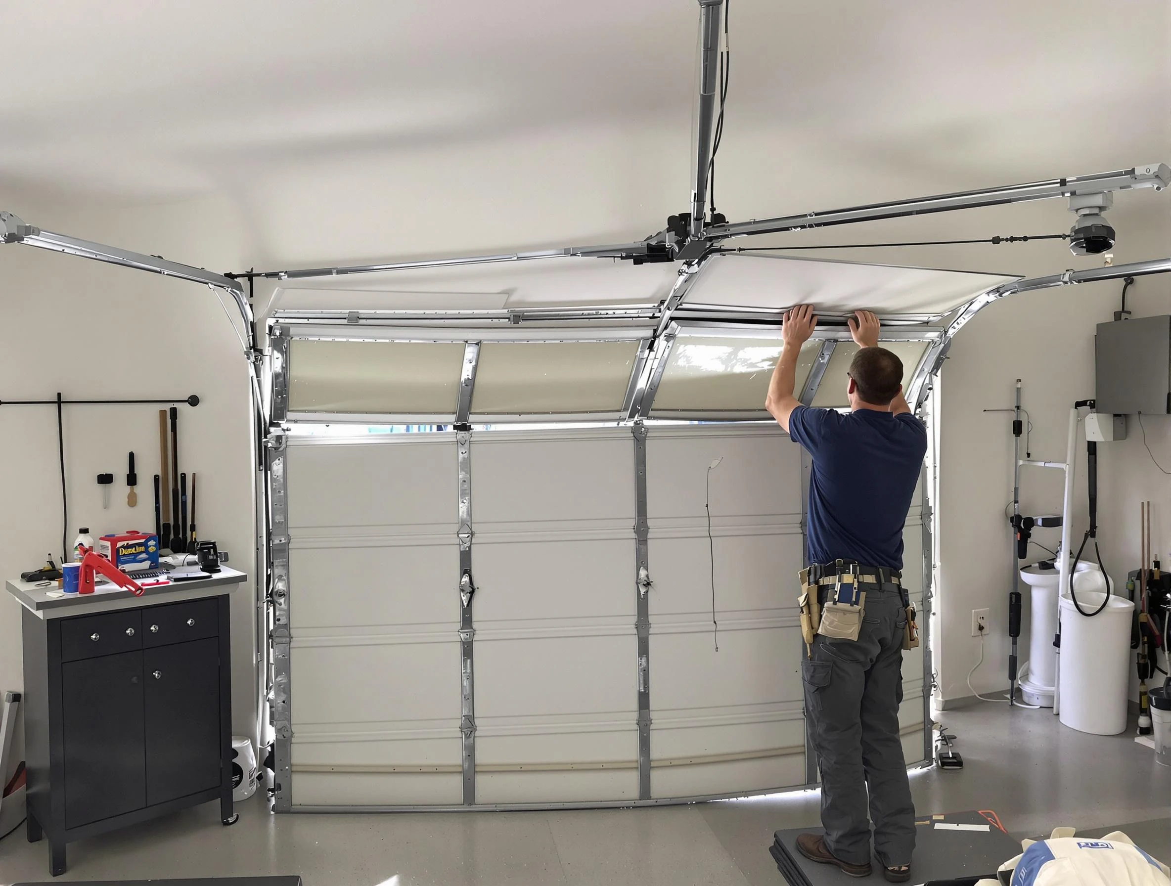 Hapeville Garage Door Repair specialist performing precise section replacement on Hapeville garage door